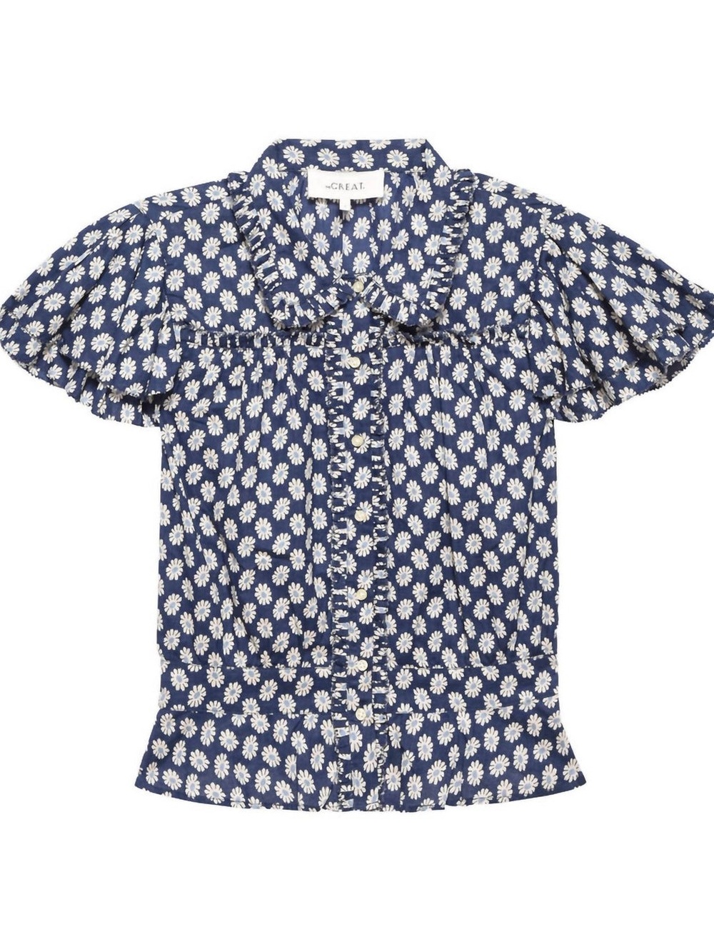 THE GREAT. GARDENIA TOP MINI EVENING DAISY BUTTON DOWN BLOUSE 2